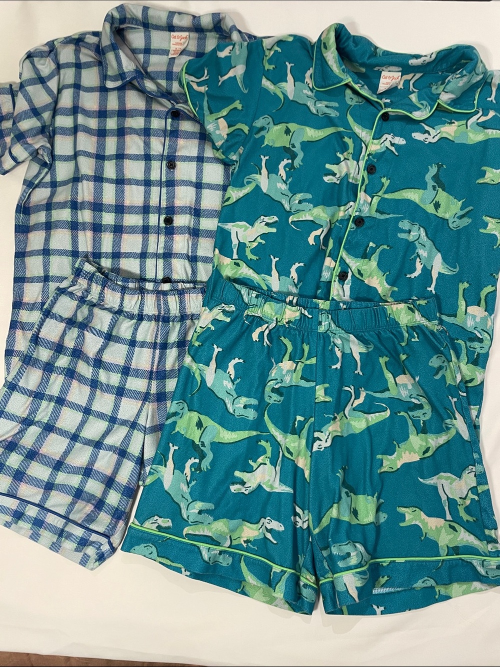 Cat and Jack Teal & Blue Dinosaur Short Sleeve Pajama Set